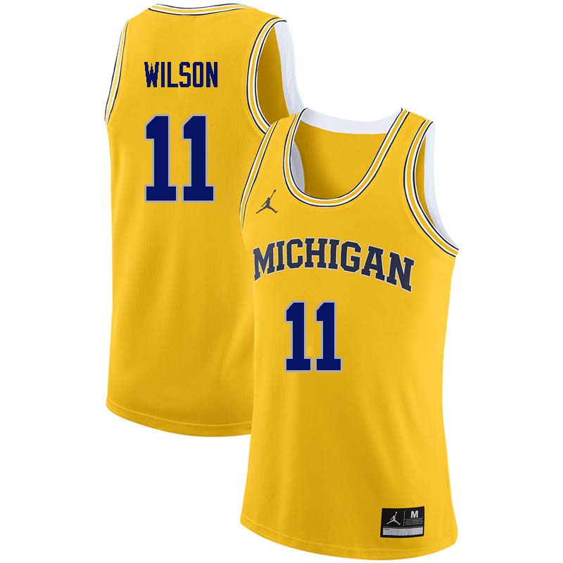 Men #11 Luke Wilson Michigan Wolverines College Basketball Jerseys Sale-Yellow - Click Image to Close